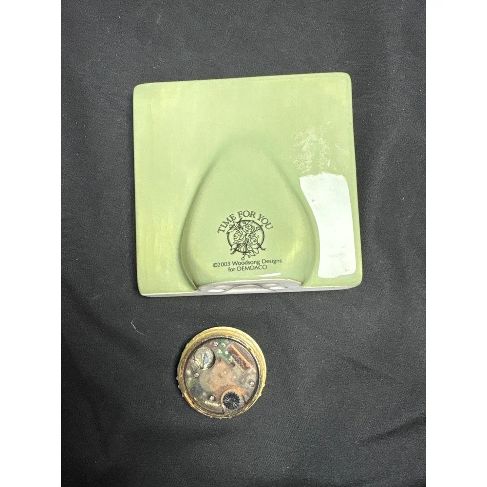 Lenox Demdaco Woodsong Designs Ceramic Desk Clock Euripides Quote Sage Green